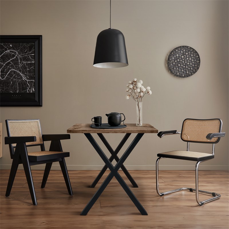 2x Tischbeine X-Design 60x72 cm Schwarz pulverbeschichtete Stahl DIY Tischuntergestell