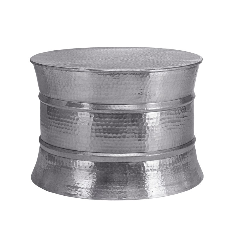 Couchtisch Ø 62x33 cm Silber aus Aluminium-Legierung in Hammerschlag-Technik WOMO-Design Couchtisch Ø 62x33 cm Silber aus Aluminium-Legierung in Hammerschlag-Technik WOMO-Design