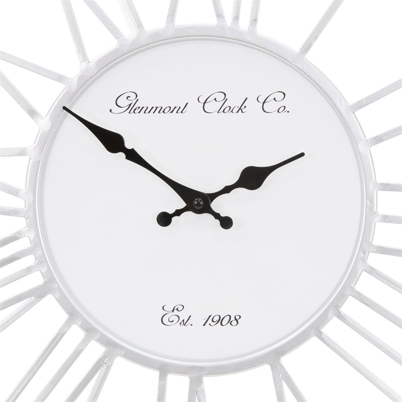 Große Wanduhr Ø 85 cm Weiß/Natur aus Holz mit römischen Ziffern WOMO-Design