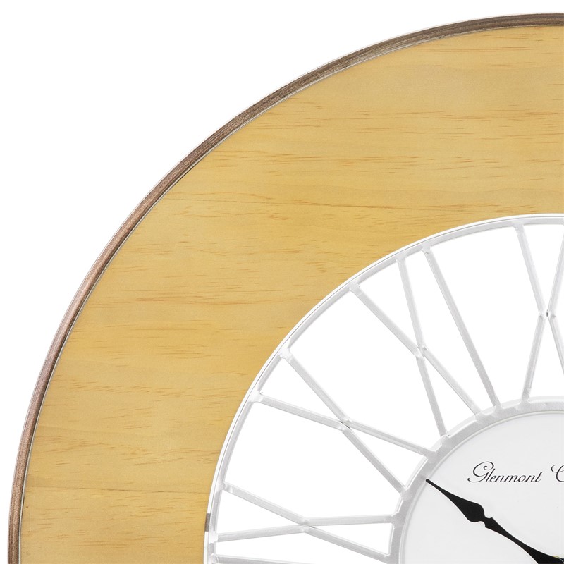 Große Wanduhr Ø 85 cm Weiß/Natur aus Holz mit römischen Ziffern WOMO-Design