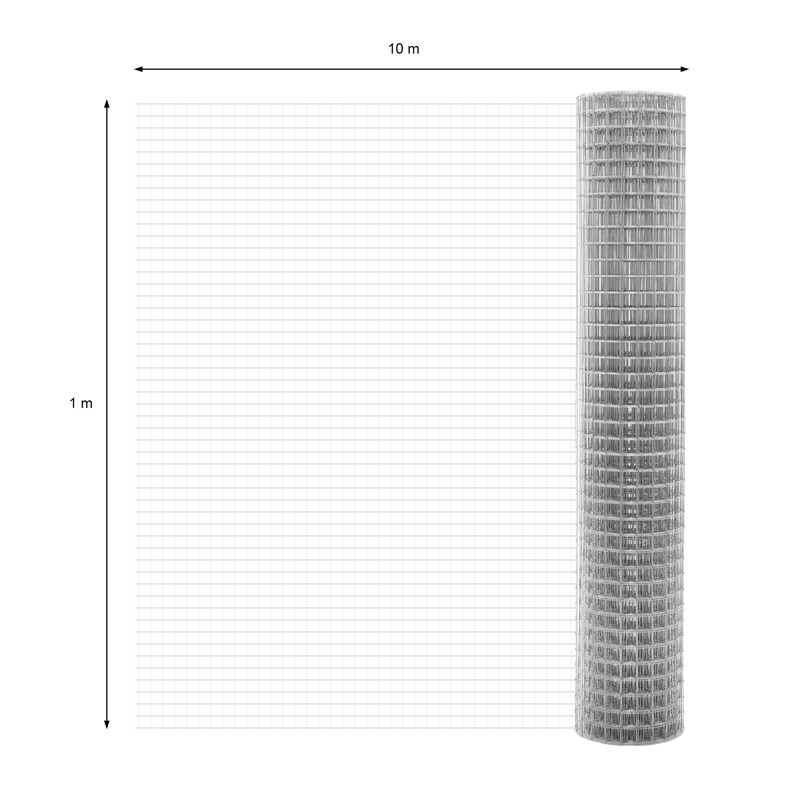 Volierendraht Silber aus verzinktem Stahl 1x10m Drahtstärke 1,05mm Maschenweite 25x25mm