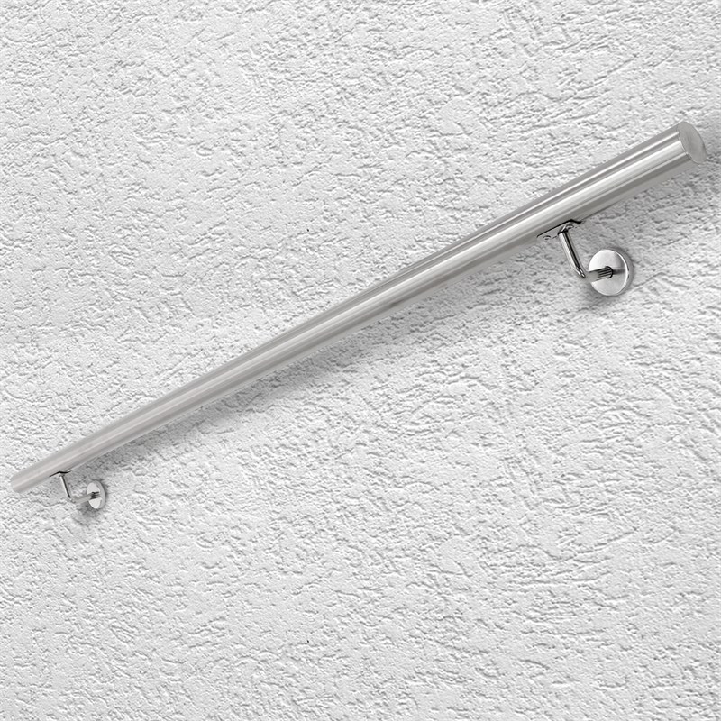 Edelstahl V2A Handlauf 150x4,2 cm Silber inkl. Wandhalterung Edelstahl V2A Handlauf 150x4,2 cm Silber inkl. Wandhalterung
