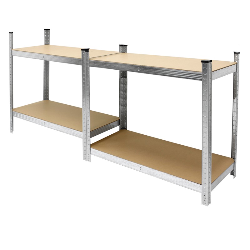 2er Set Werkstattregal silber, 160x80x40 cm, aus MDF und Metall, bis 320 kg