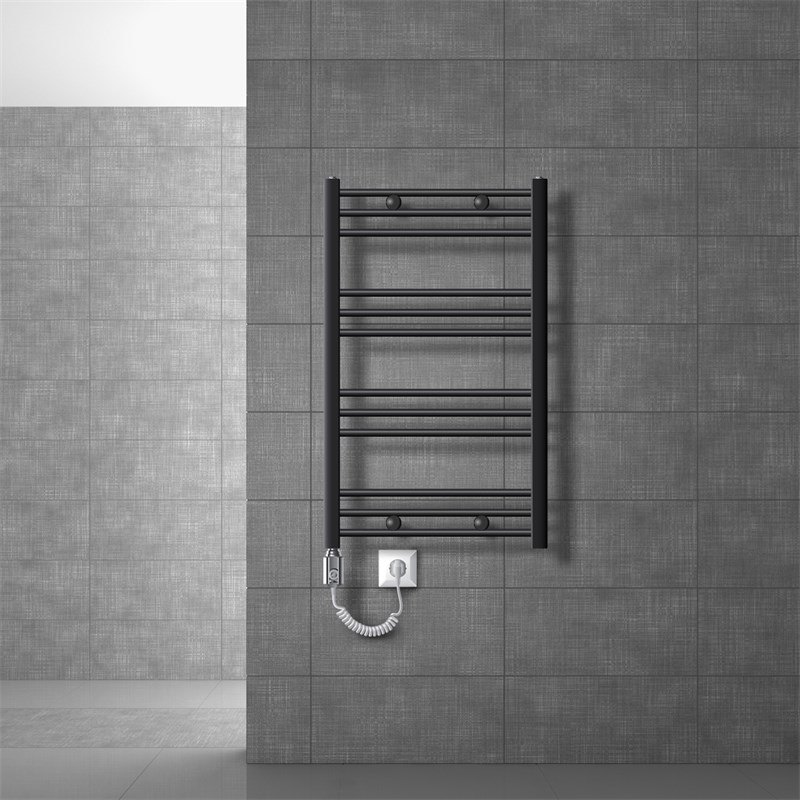Elektrischer Badheizkörper mit Heizstab 600W 600x800 mm Anthrazit gerade mit Seitenanschluss LuxeBath Elektrischer Badheizkörper mit Heizstab 600W 600x800 mm Anthrazit gerade mit Seitenanschluss LuxeBath