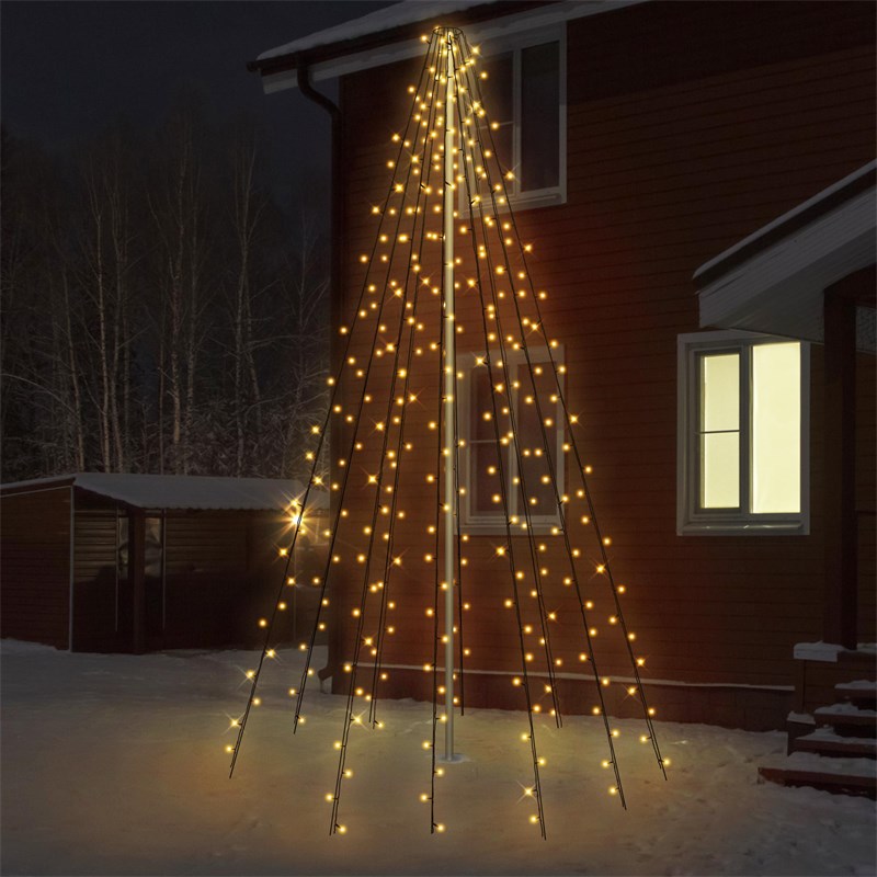 LED Lichterkette Fahnenmastbeleuchtung 8m mit 360 LEDs Warmweiß