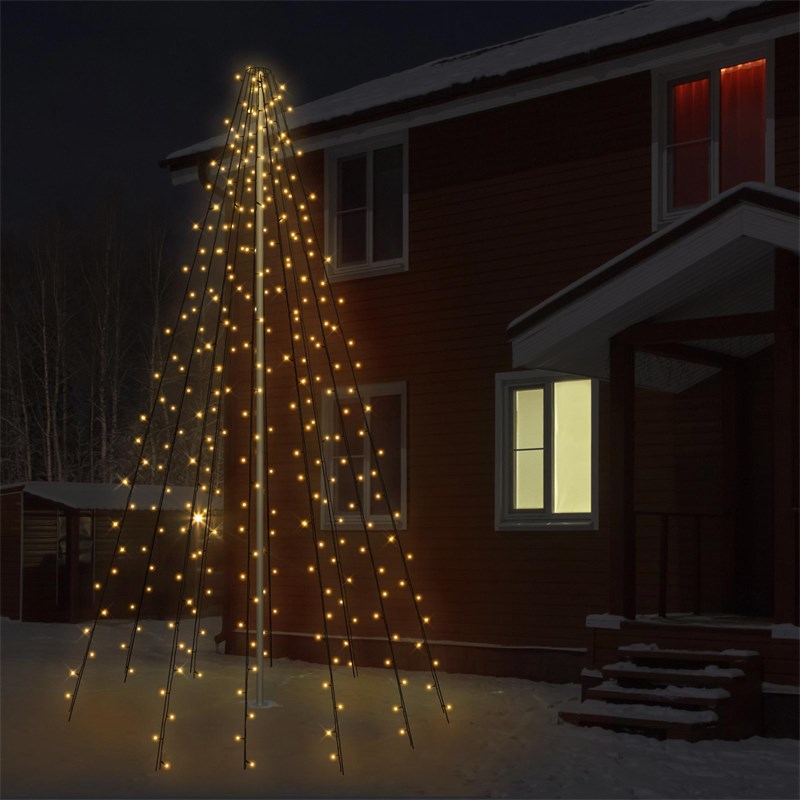 LED Lichterkette Fahnenmastbeleuchtung 8m mit 360 LEDs Warmweiß