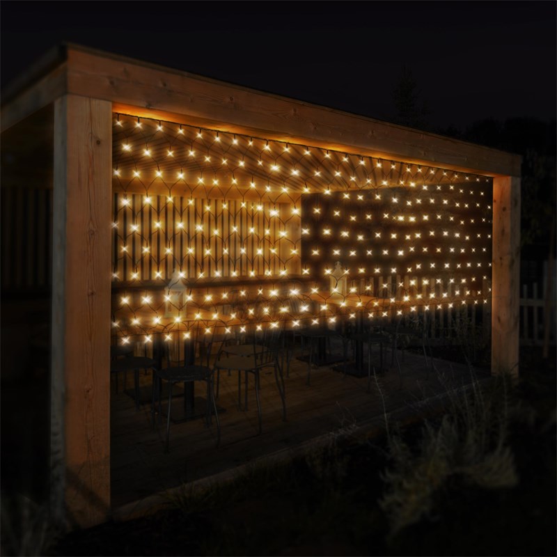 LED Lichternetz 150x300 cm mit 320 LEDs Warmweiß IP44