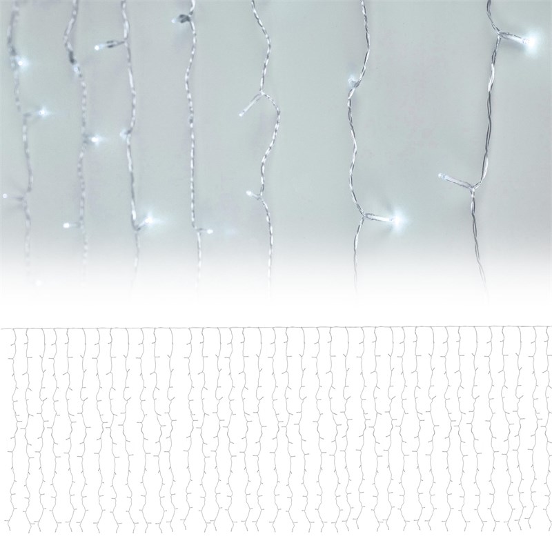 LED Lichtervorhang 2m Kaltweiß mit 240 LED aus PVC