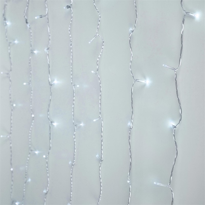 LED Lichtervorhang 2m Kaltweiß mit 240 LED aus PVC