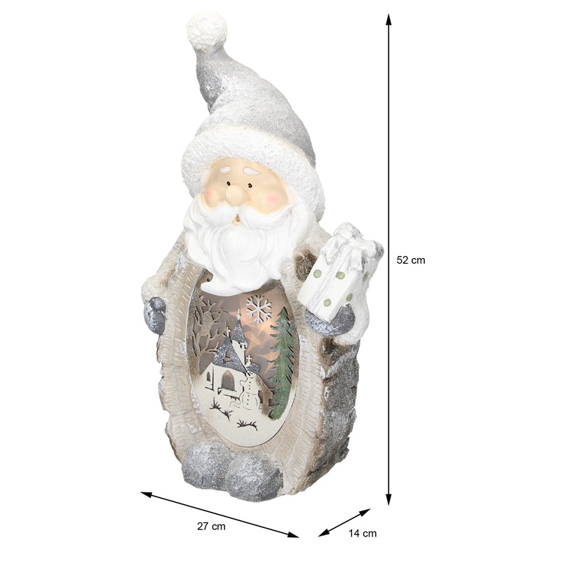 Weihnachtsmann mit LED Beleuchtung 52 cm aus Polyresin