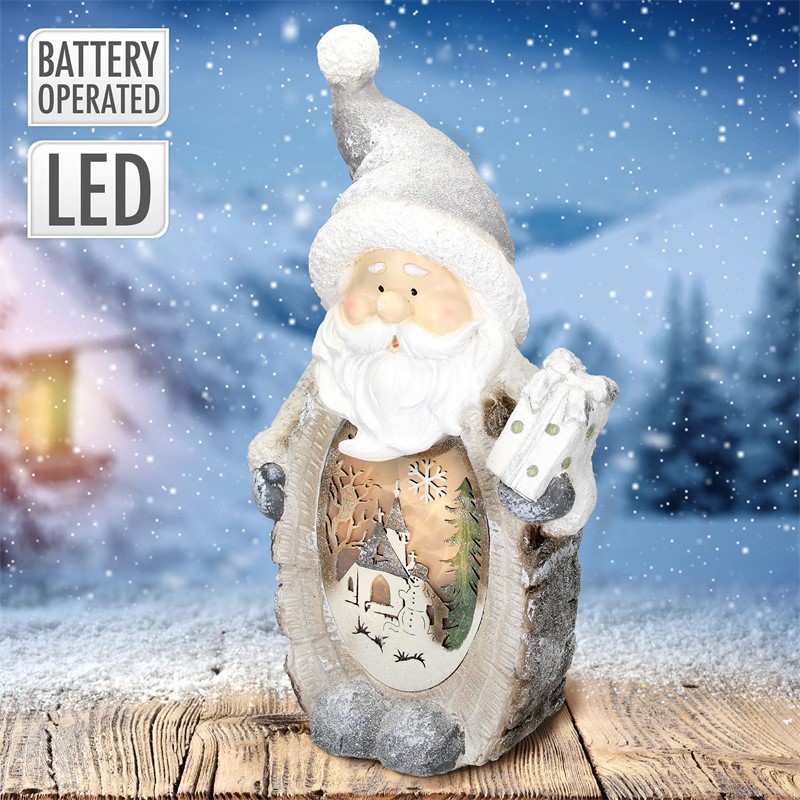 Weihnachtsmann mit LED Beleuchtung 52 cm aus Polyresin