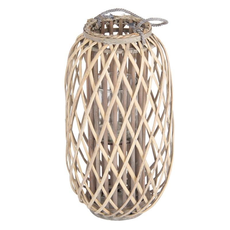 Riedlaterne mit Henkel 50 x Ø28 cm Braun aus umweltfreundlichem Rattan Riedlaterne mit Henkel 50 x Ø28 cm Braun aus umweltfreundlichem Rattan