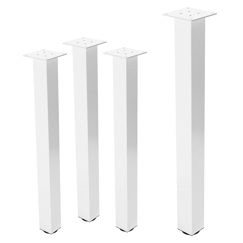 4er Set Tischbeine I-Design 90cm Weiß glänzend höhenverstellbare Tischgestell aus pulverbeschichteter Stahl, Profil 8x8cm, ML-Design 4er Set Tischbeine I-Design 90cm Weiß glänzend höhenverstellbare Tischgestell aus pulverbeschichteter Stahl, Profil 8x8cm, ML-Design