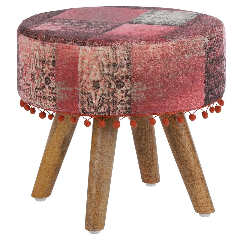 Sitzhocker 38x36 cm Rot aus Stoffbezug mit Holzbeine WOMO-Design Sitzhocker 38x36 cm Rot aus Stoffbezug mit Holzbeine WOMO-Design