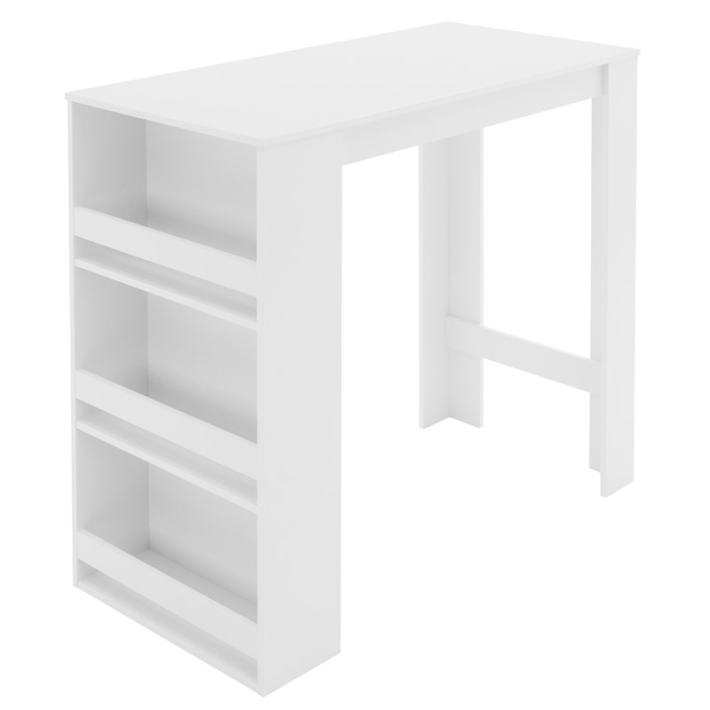 Bartisch mit 3-stufigem Regal 117x106x57 cm Weiß aus Holz ML-Design Bartisch mit 3-stufigem Regal 117x106x57 cm Weiß aus Holz ML-Design