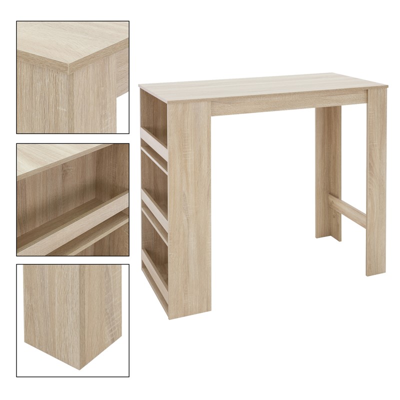 Bartisch mit 3-stufigem Regal 117x106x57 cm Sonoma-Eiche aus Holz ML-Design