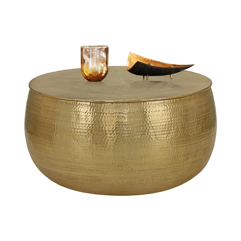 Couchtisch Ø 90x45 cm Gold aus Aluminium in Hammerschlag Optik WOMO-Design Couchtisch Ø 90x45 cm Gold aus Aluminium in Hammerschlag Optik WOMO-Design