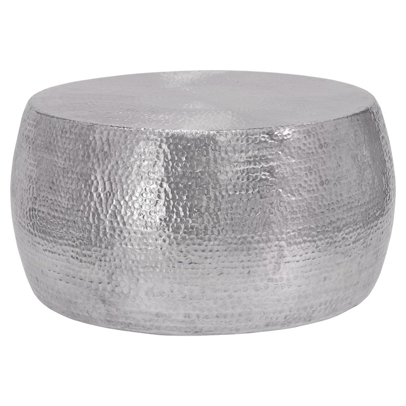 Couchtisch Ø 90x45 cm Silber aus Aluminium in Hammerschlag Optik WOMO-Design Couchtisch Ø 90x45 cm Silber aus Aluminium in Hammerschlag Optik WOMO-Design