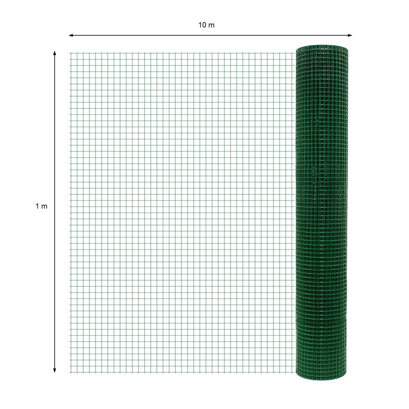 Volierendraht Grün aus verzinktem Stahl 1x10m Drahtstärke 0,75mm Maschenweite 19x19mm