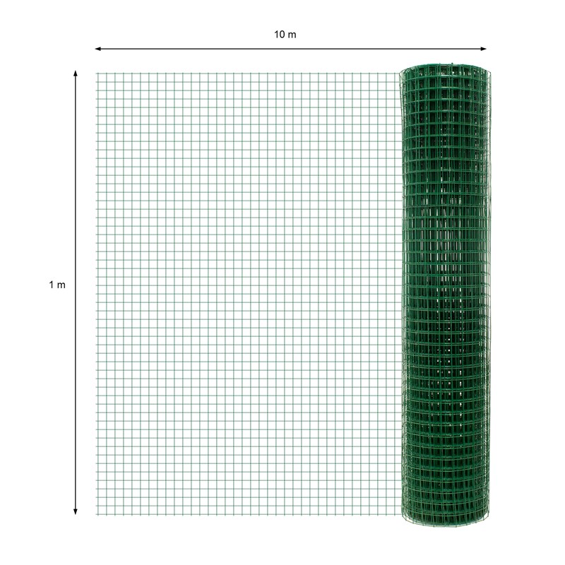 Volierendraht Grün aus verzinktem Stahl 1x10m Drahtstärke 0,9mm Maschenweite 25x25mm