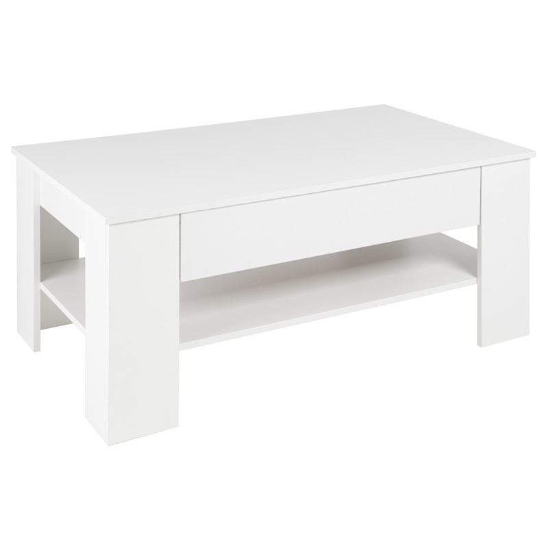 Couchtisch mit Schublade und Ablage 110x65x48 cm Weiß ML-Design Couchtisch mit Schublade und Ablage 110x65x48 cm Weiß ML-Design