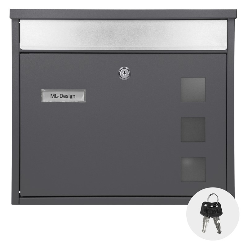 Briefkasten 36x31,5x11,5 cm Anthrazit aus Edelstahl ML-Design Briefkasten 36x31,5x11,5 cm Anthrazit aus Edelstahl ML-Design