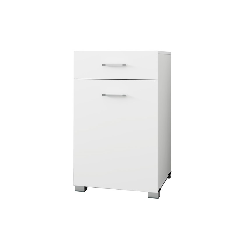 Wäscheschrank mit Schublade 50x78,5x45 cm Weiß aus MDF mit Melamin-Finish ML-Design Wäscheschrank mit Schublade 50x78,5x45 cm Weiß aus MDF mit Melamin-Finish ML-Design