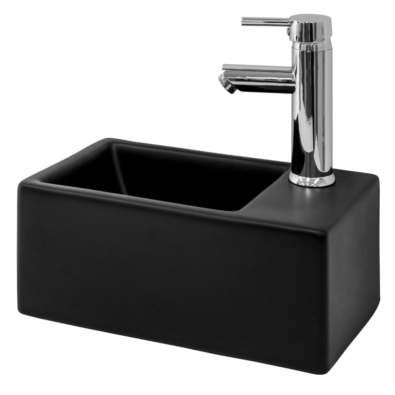 Waschbecken Recheckig ohne Überlauf 35,5x20,5x12,5 cm Schwarz aus Keramik LuxeBath Waschbecken Recheckig ohne Überlauf 35,5x20,5x12,5 cm Schwarz aus Keramik LuxeBath