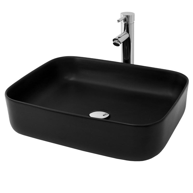 Waschbecken Rechteckig ohne Überlauf 51x40,5x13,5 cm Schwarz aus Keramik LuxeBath Waschbecken Rechteckig ohne Überlauf 51x40,5x13,5 cm Schwarz aus Keramik LuxeBath