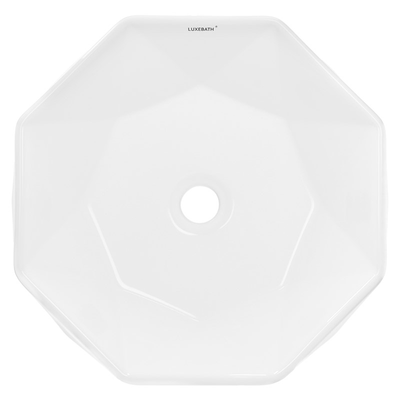 Waschbecken Diamantform ohne Überlauf Ø 42x13,5 cm Weiß aus Keramik LuxeBath