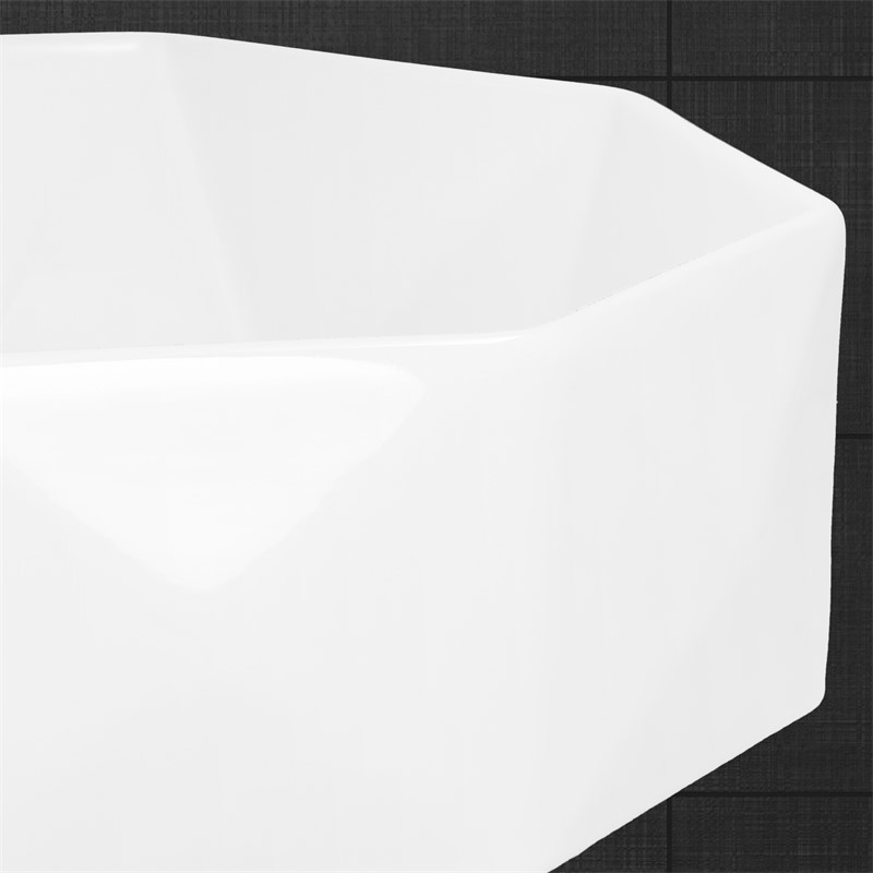 Waschbecken Diamantform ohne Überlauf Ø 42x13,5 cm Weiß aus Keramik LuxeBath