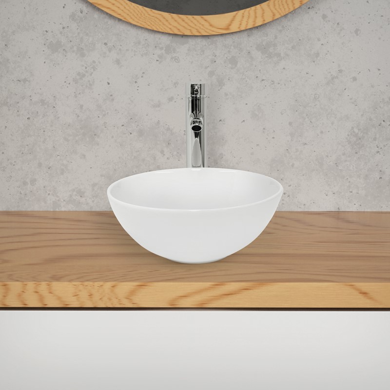 Waschbecken Rund ohne Überlauf Ø 28x11,6 cm Weiß aus Keramik LuxeBath