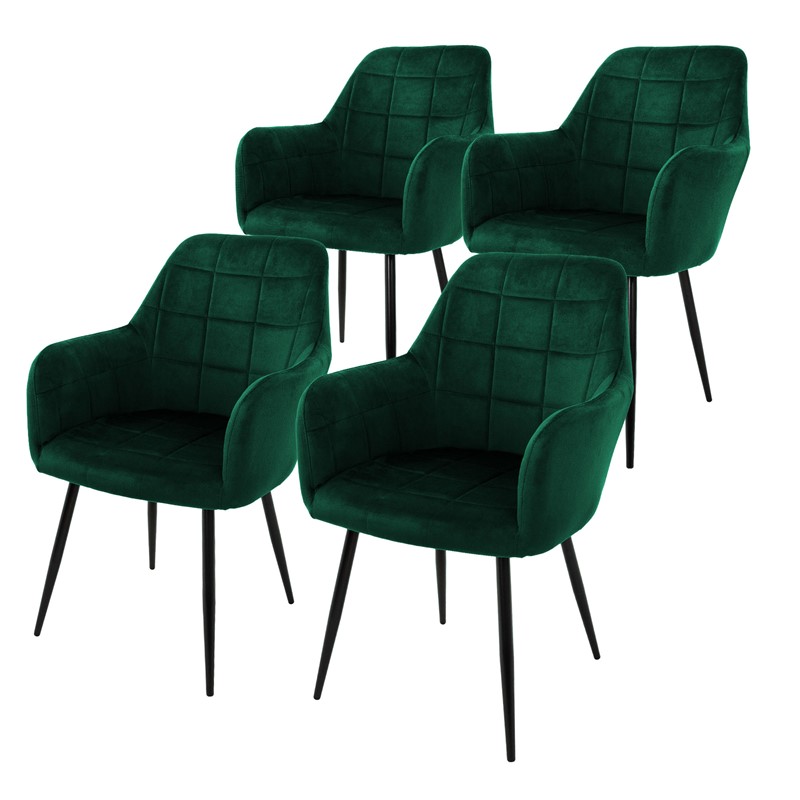 Esszimmerstuhl 4er Set Quadrat Steppung mit Rücken- und Armlehnen Dunkelgrün Küchenstuhl mit Microfaser-Samtbezug ML-Design Esszimmerstuhl 4er Set Quadrat Steppung mit Rücken- und Armlehnen Dunkelgrün Küchenstuhl mit Microfaser-Samtbezug ML-Design
