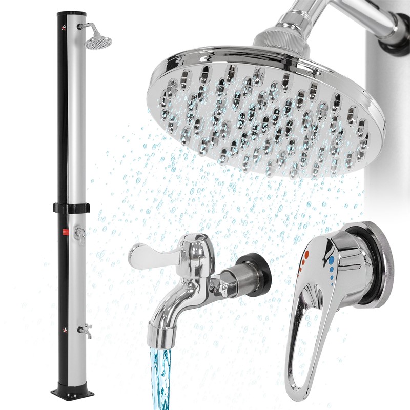 Solardusche 35L mit Fußdusche und Regenduschkopf 217,5 cm Silber/Schwarz ML-Design Solardusche 35L mit Fußdusche und Regenduschkopf 217,5 cm Silber/Schwarz ML-Design