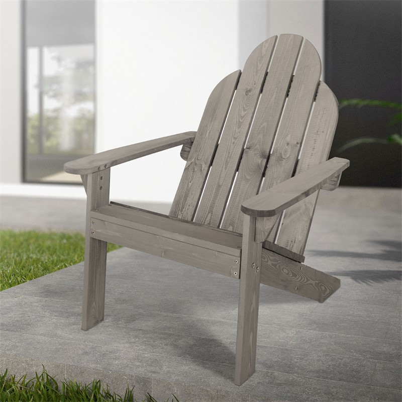 Gartenstuhl Adirondack Sonnenstuhl Gartensessel wetterfest aus Massivholz bis 120 kg Grau Gartenstuhl Adirondack Sonnenstuhl Gartensessel wetterfest aus Massivholz bis 120 kg Grau
