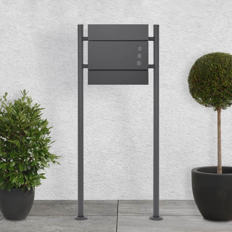 Standbriefkasten mit Zeitungsfach 37 cm Anthrazit inkl. Ständer 120 cm hoch Anthrazit Briefkasten freistehend Standbriefkasten mit Zeitungsfach 37 cm Anthrazit inkl. Ständer 120 cm hoch Anthrazit Briefkasten freistehend