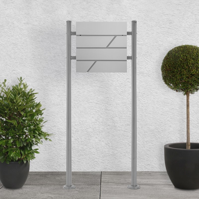 Standbriefkasten mit Zeitungsfach 37x37x11 cm Hellgrau aus Edelstahl ML-Design Standbriefkasten mit Zeitungsfach 37x37x11 cm Hellgrau aus Edelstahl ML-Design