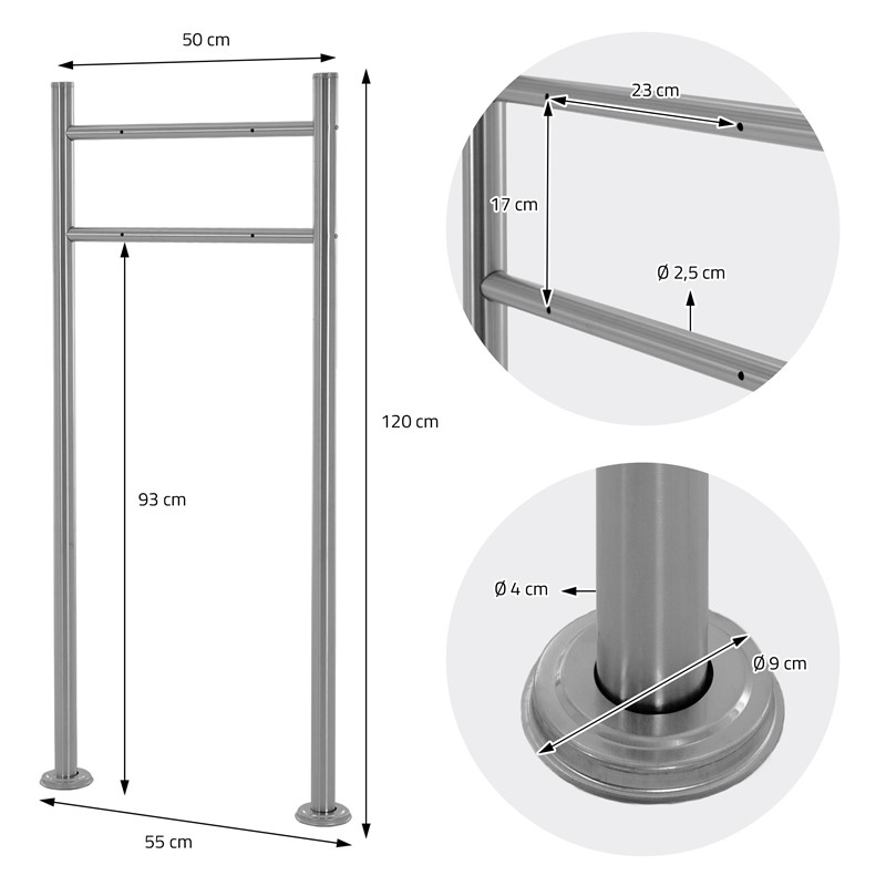 Standbriefkasten mit Zeitungsfach 37x36,5x10,5 cm Anthrazit aus Edelstahl ML-Design