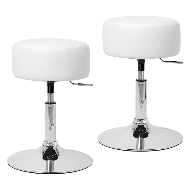 2er Set Sitzhocker Ø 33 cm Weiß aus verchromter Stahl ML-Design 2er Set Sitzhocker Ø 33 cm Weiß aus verchromter Stahl ML-Design