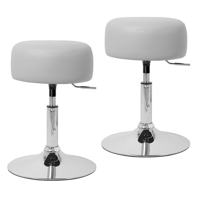 2er Set Sitzhocker Ø 33 cm Hellgrau aus verchromter Stahl ML-Design 2er Set Sitzhocker Ø 33 cm Hellgrau aus verchromter Stahl ML-Design