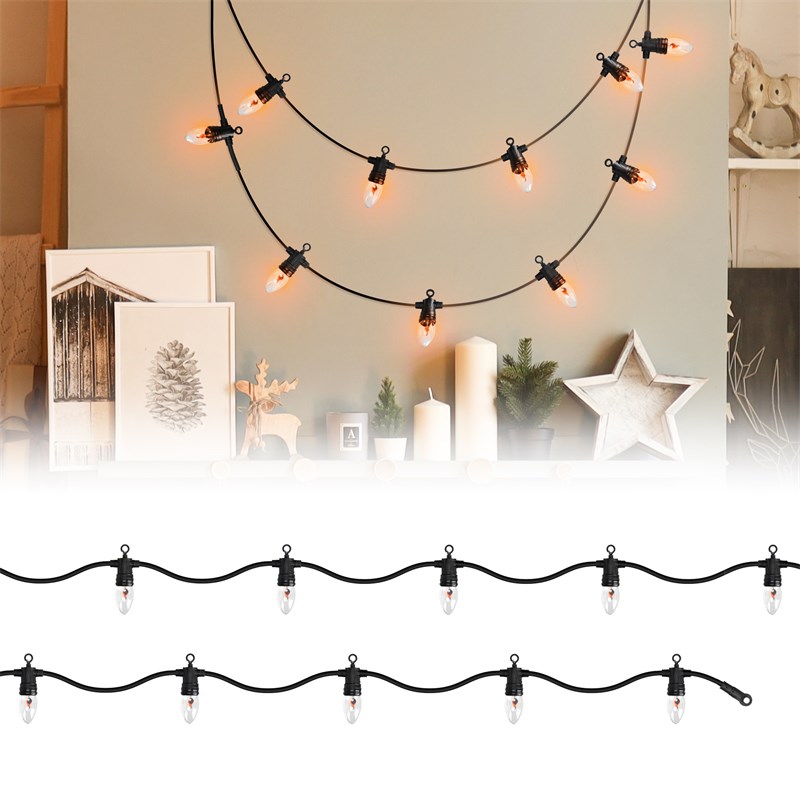 Lichterkette 3,6 m mit 10 Glühbirnen Warmweiß Flammen Effekt Lichterkette 3,6 m mit 10 Glühbirnen Warmweiß Flammen Effekt