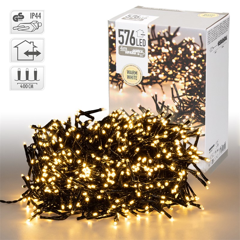 LED Büschel Lichterkette 4,2 m mit 576 LEDs Warmweiß IP44 LED Büschel Lichterkette 4,2 m mit 576 LEDs Warmweiß IP44