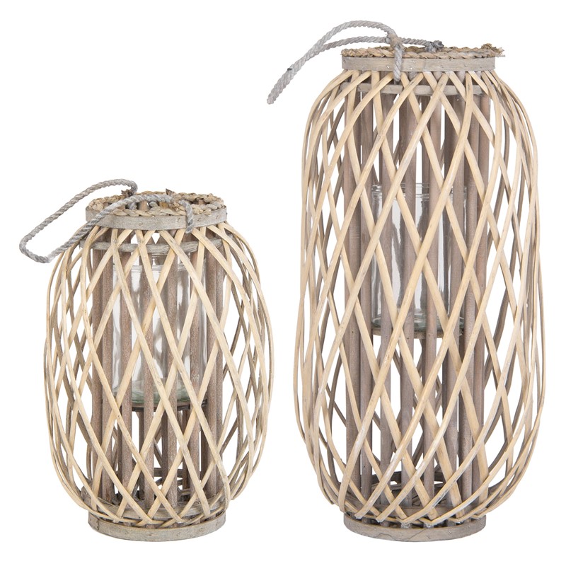 Riedlaterne mit Henkel 2er Set 40cm & 50cm Natur Gartenlaterne aus umweltfreundlichem Rattan Riedlaterne mit Henkel 2er Set 40cm & 50cm Natur Gartenlaterne aus umweltfreundlichem Rattan