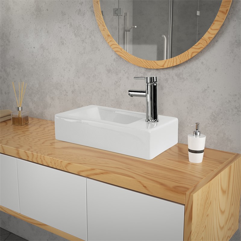 Waschbecken Rechteckig ohne Überlauf 46x26x11 cm Weiß aus Keramik LuxeBath Waschbecken Rechteckig ohne Überlauf 46x26x11 cm Weiß aus Keramik LuxeBath