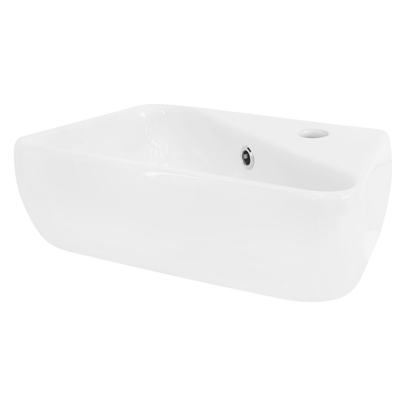 Waschbecken Eckigform mit Überlauf 45x27x13 cm Weiß aus Keramik LuxeBath Waschbecken Eckigform mit Überlauf 45x27x13 cm Weiß aus Keramik LuxeBath