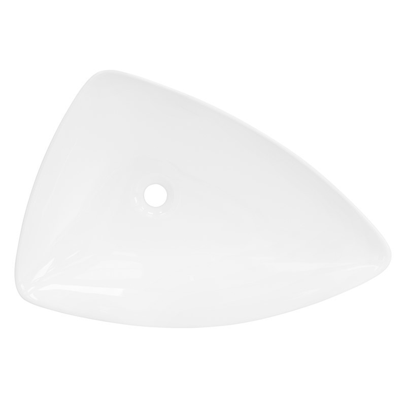 Waschbecken Dreieckig ohne Überlauf 69x46x13 cm Weiß aus Keramik LuxeBath