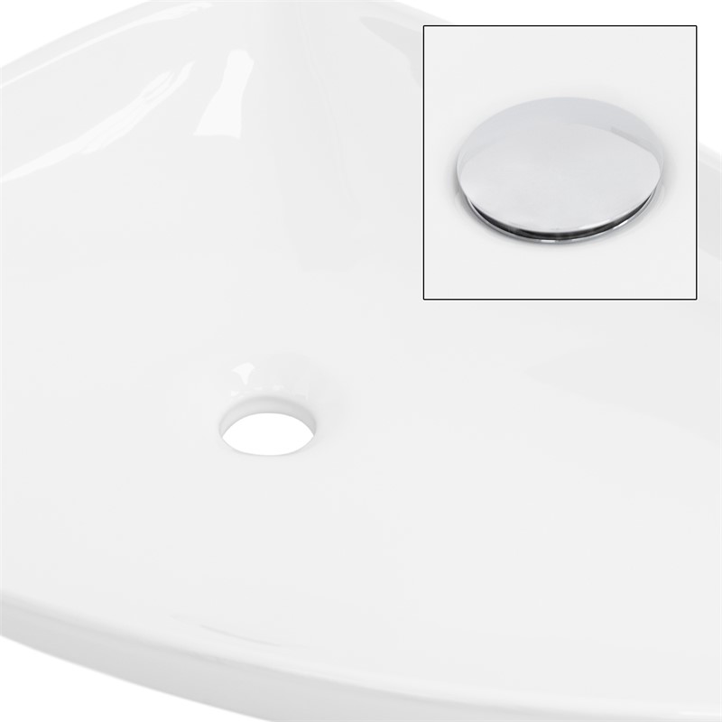 Waschbecken Dreieckig ohne Überlauf 69x46x13 cm Weiß aus Keramik LuxeBath