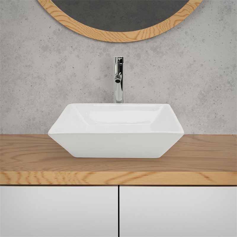 Waschbecken Quadratisch ohne Überlauf 41x41x12 cm Weiß aus Keramik LuxeBath