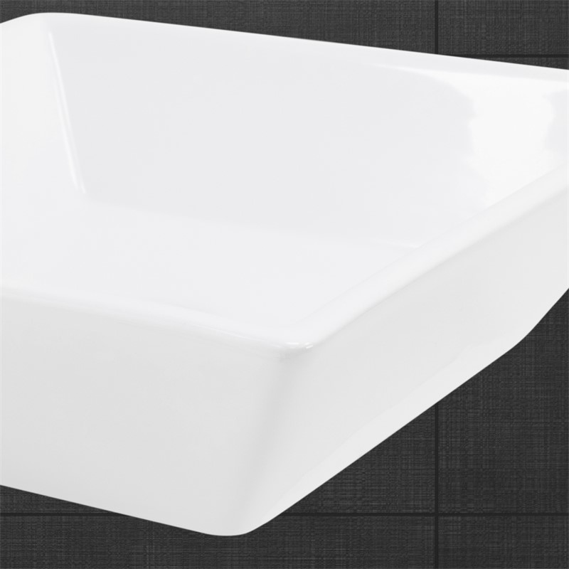 Waschbecken Quadratisch ohne Überlauf 41x41x12 cm Weiß aus Keramik LuxeBath