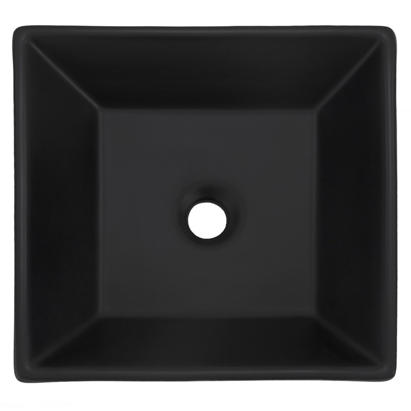 Waschbecken Quadratisch ohne Überlauf 41x41x12 cm Schwarz aus Keramik LuxeBath